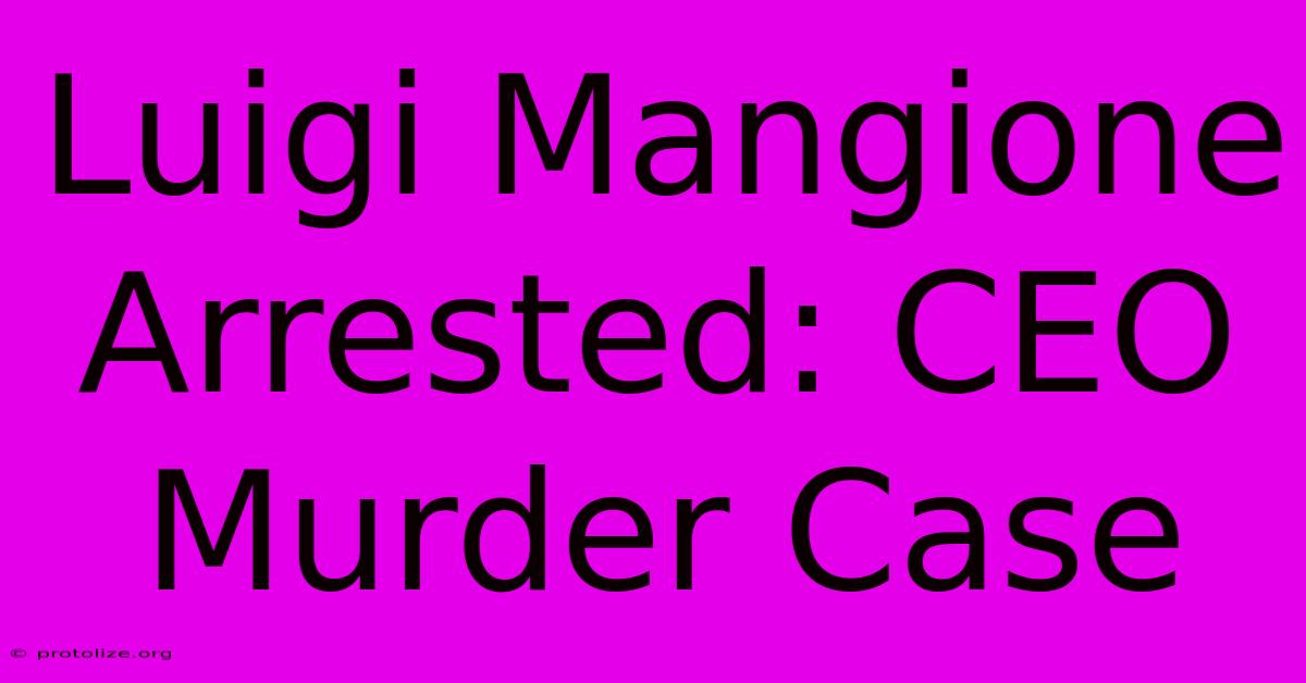 Luigi Mangione Arrested: CEO Murder Case