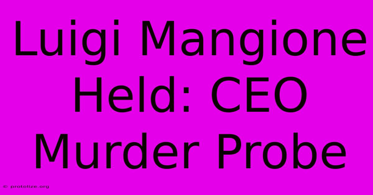 Luigi Mangione Held: CEO Murder Probe