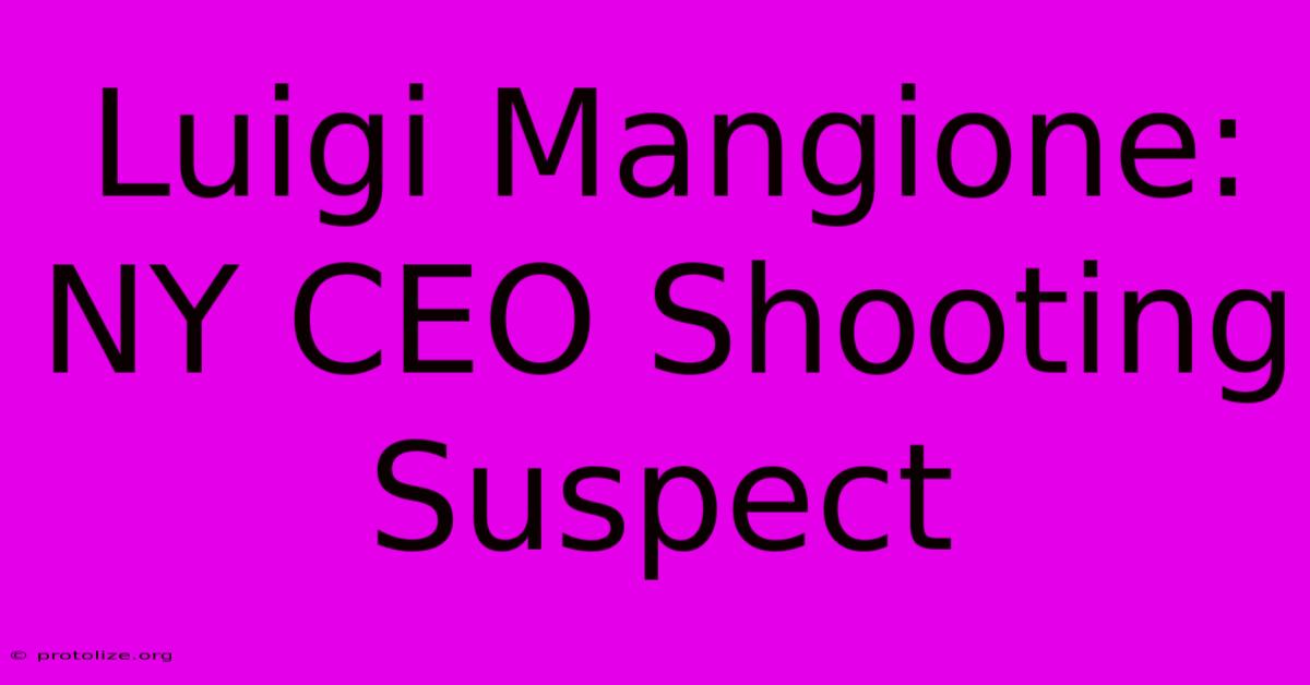 Luigi Mangione: NY CEO Shooting Suspect