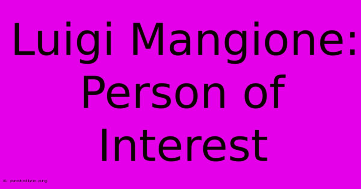 Luigi Mangione: Person Of Interest