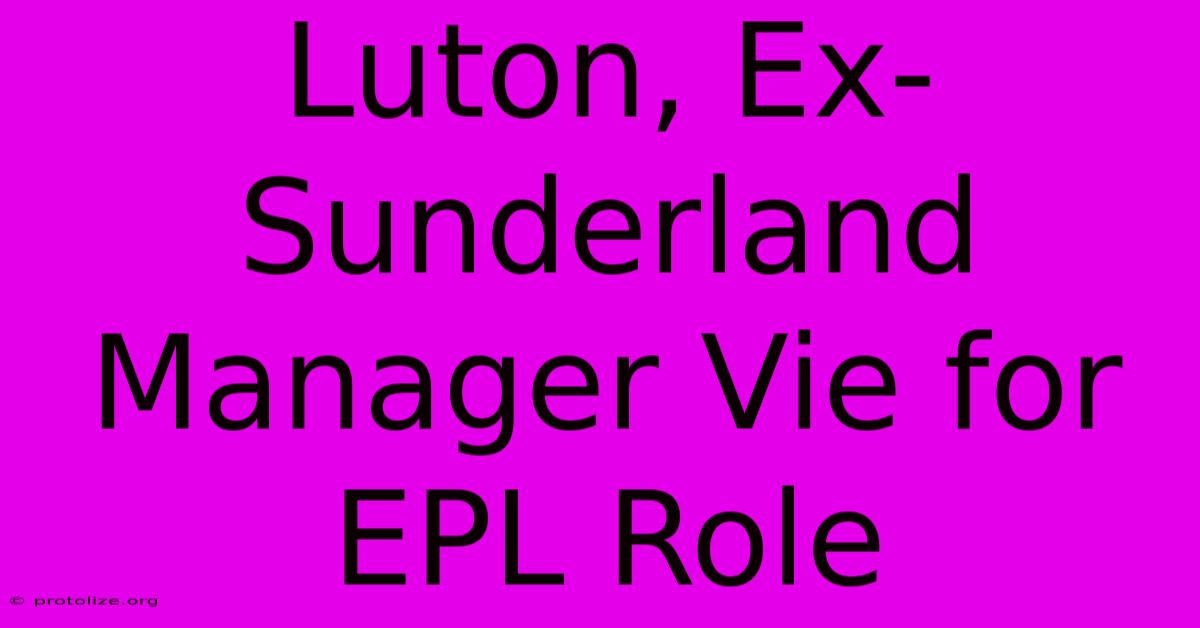 Luton, Ex-Sunderland Manager Vie For EPL Role