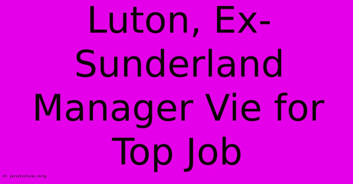 Luton, Ex-Sunderland Manager Vie For Top Job