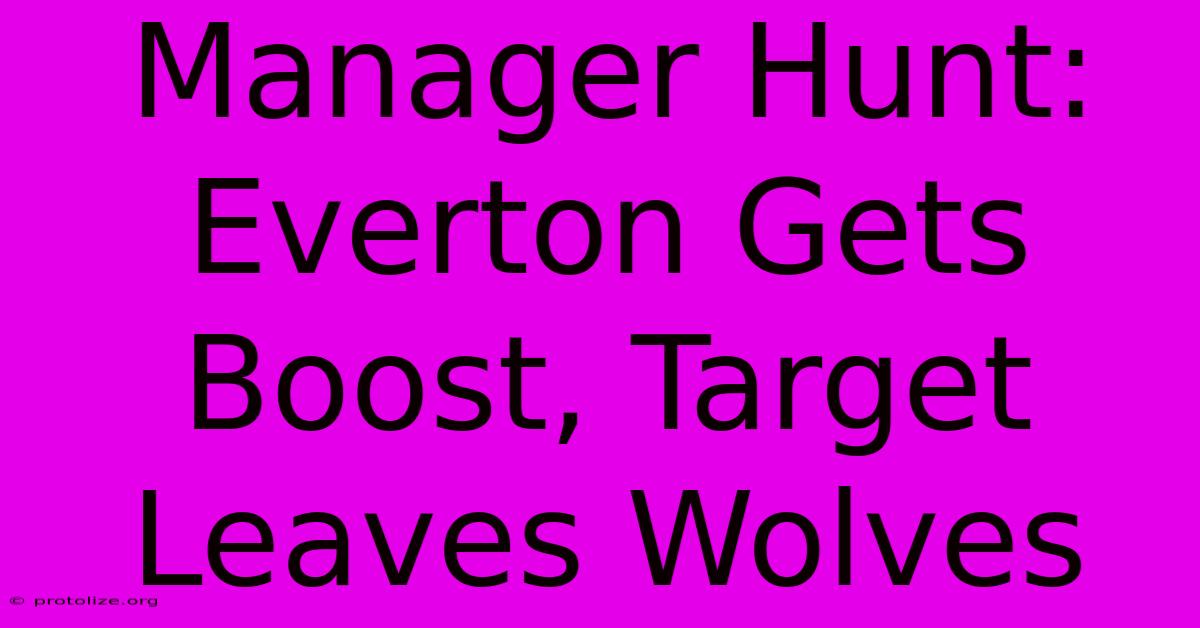 Manager Hunt: Everton Gets Boost, Target Leaves Wolves