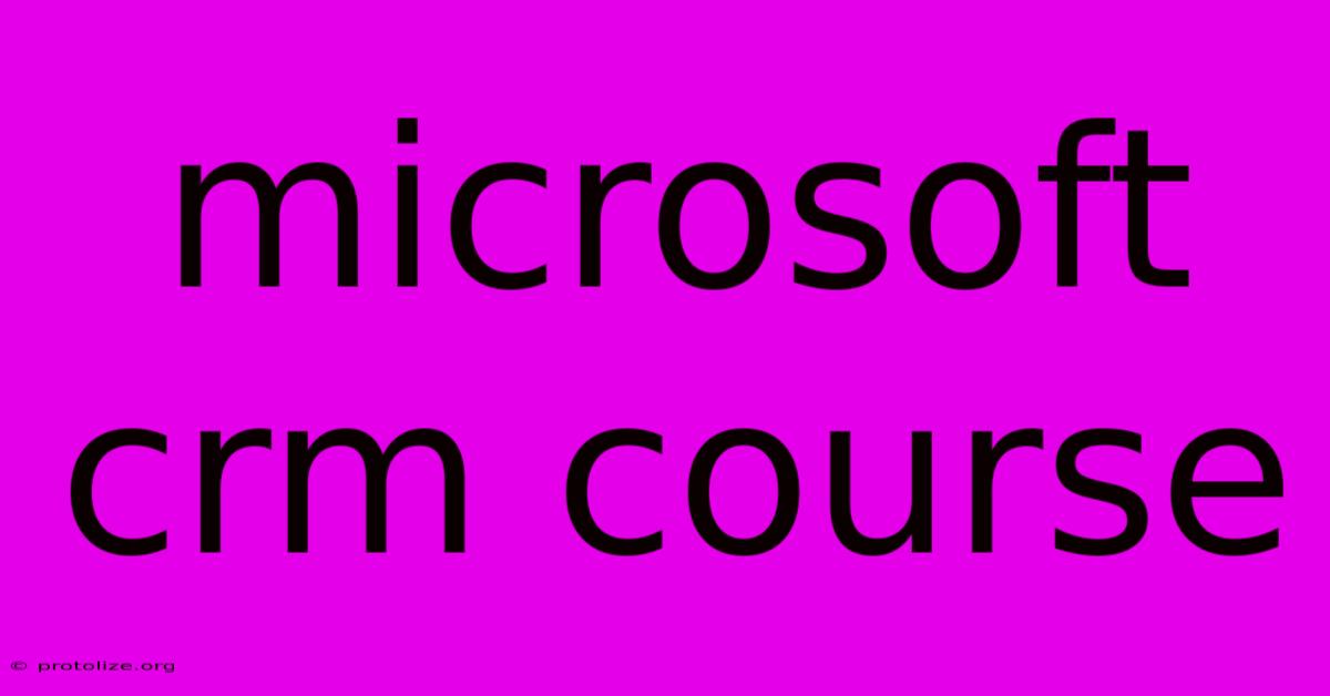 Microsoft Crm Course