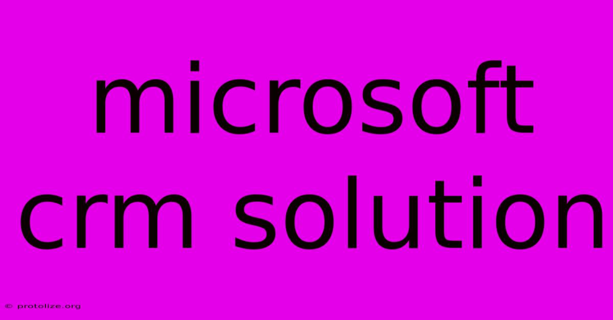 Microsoft Crm Solution Microsoft Crm Solution