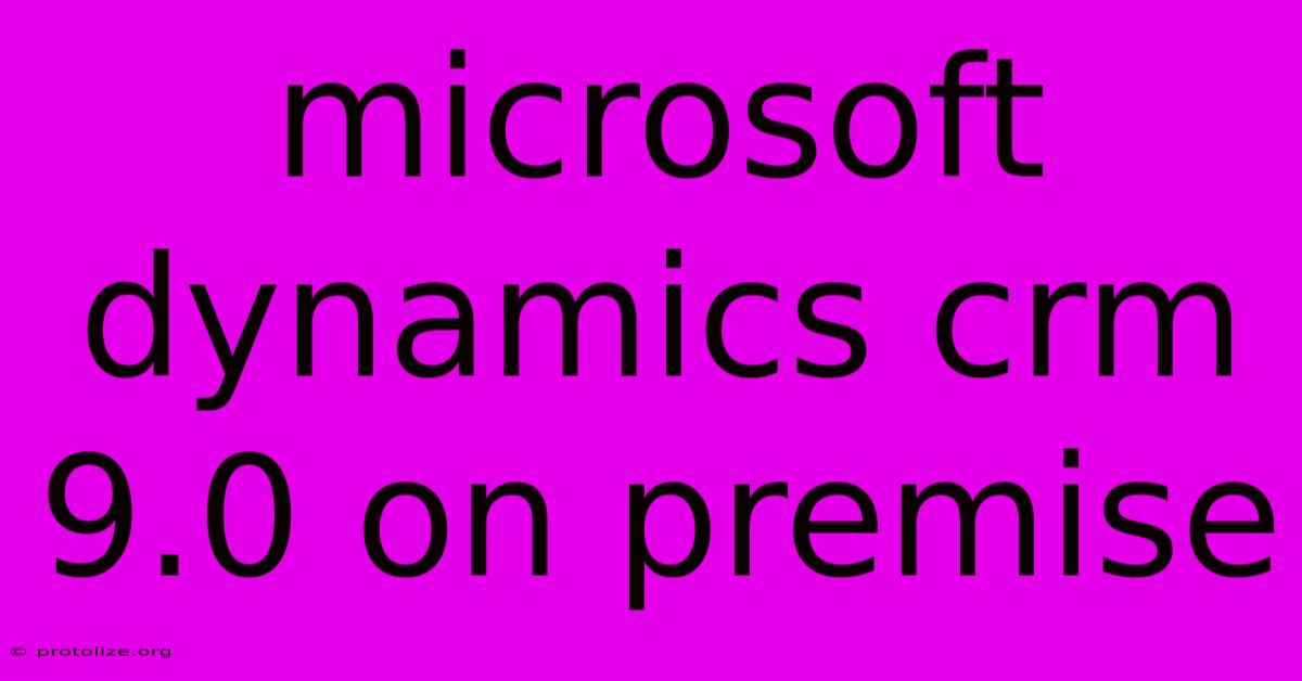 Microsoft Dynamics Crm 9.0 On Premise