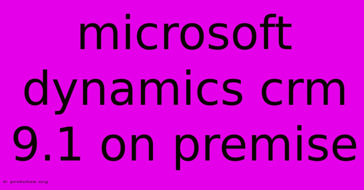 Microsoft Dynamics Crm 9.1 On Premise