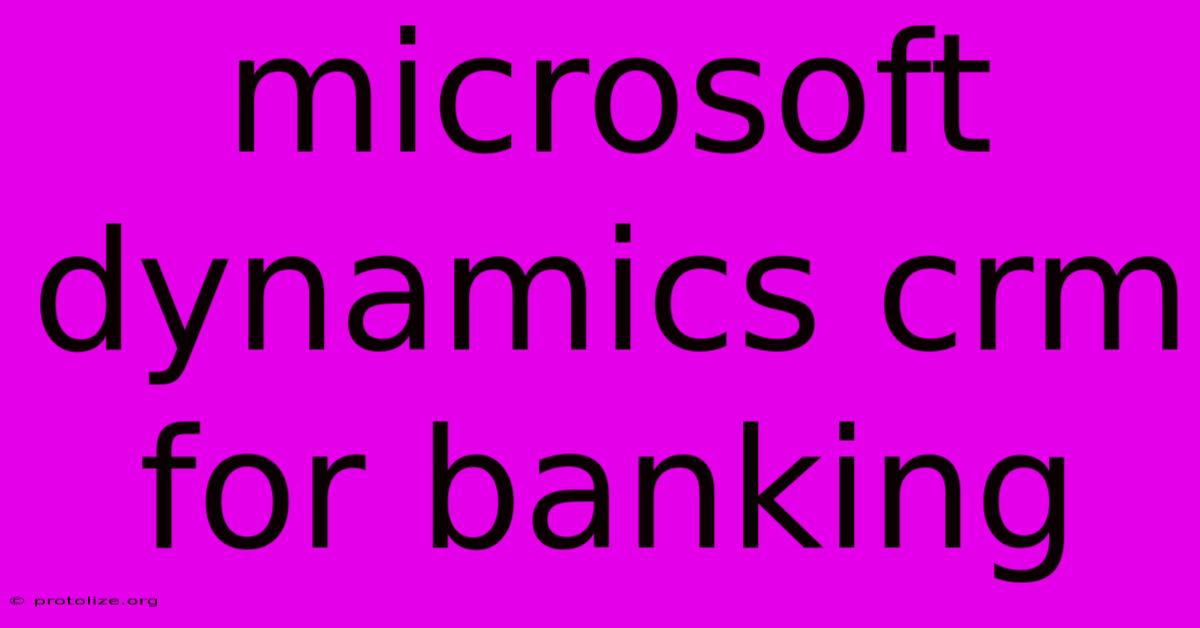 Microsoft Dynamics Crm For Banking