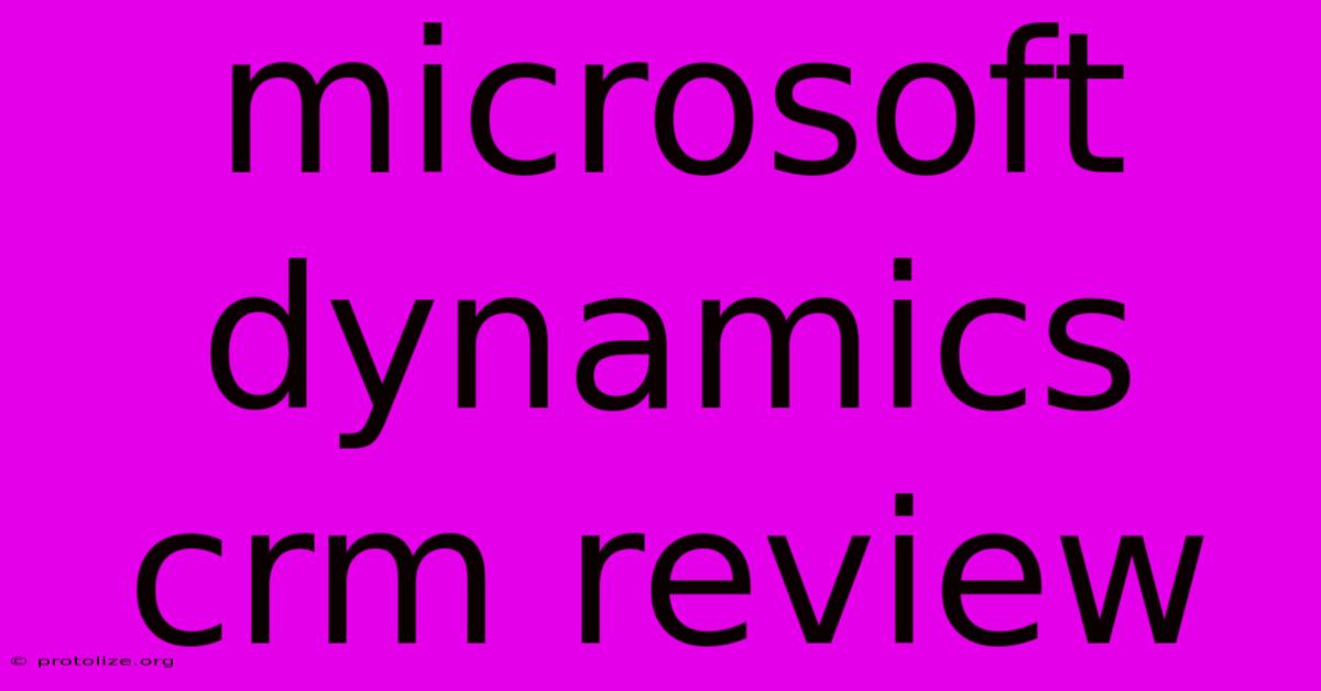 Microsoft Dynamics Crm Review