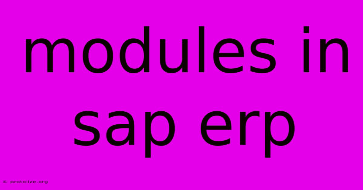 Modules In Sap Erp
