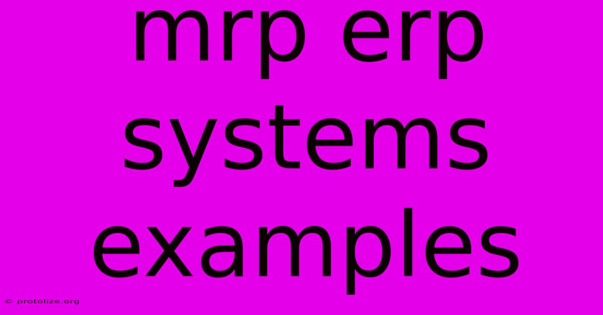 Mrp Erp Systems Examples