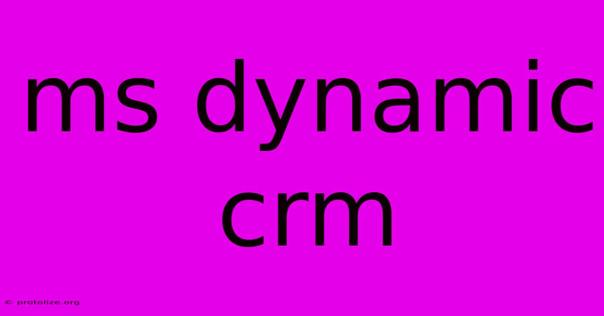 Ms Dynamic Crm Ms Dynamic Crm