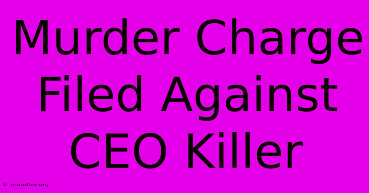 Murder Charge Filed Against CEO Killer