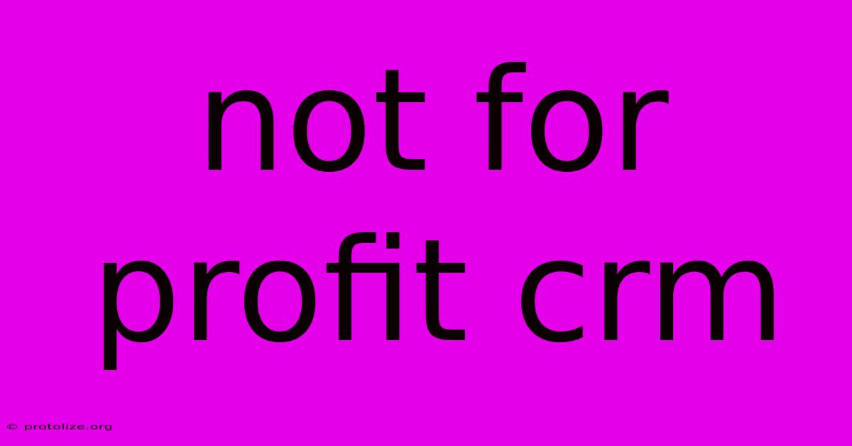 Not For Profit Crm Not For Profit Crm