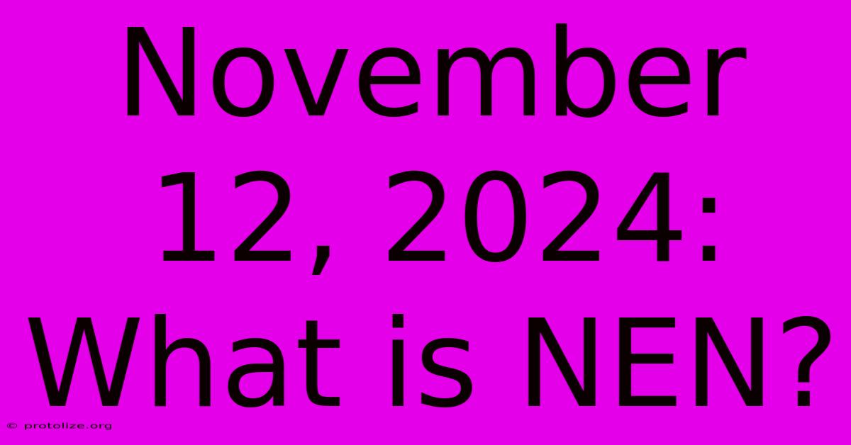 November 12, 2024: What Is NEN?