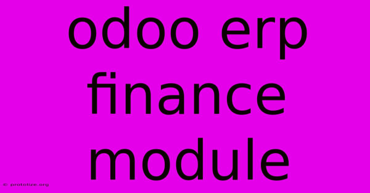 Odoo Erp Finance Module