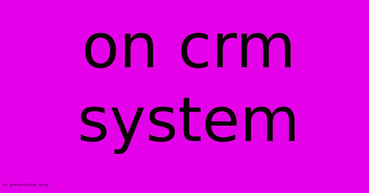 On Crm System