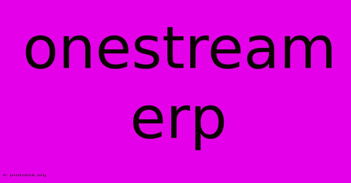Onestream Erp Onestream Erp