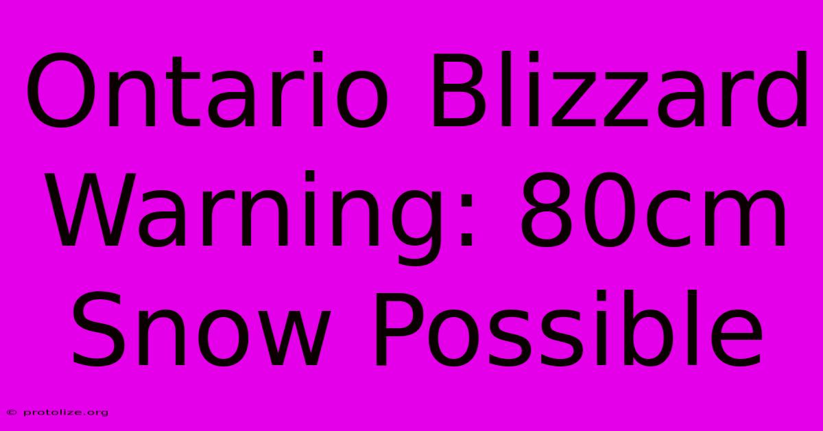 Ontario Blizzard Warning: 80cm Snow Possible Ontario Blizzard Warning: 80cm Snow Possible