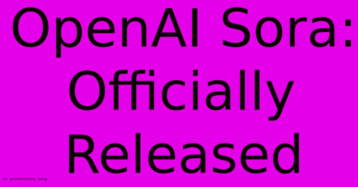 OpenAI Sora: Officially Released