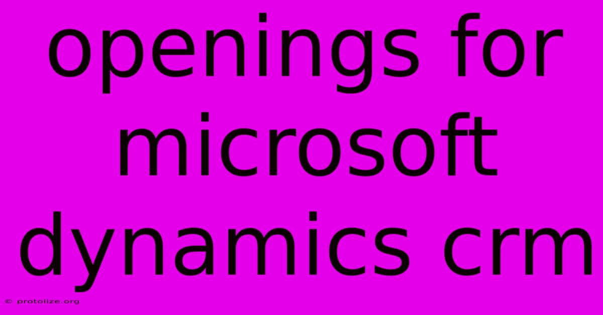 Openings For Microsoft Dynamics Crm