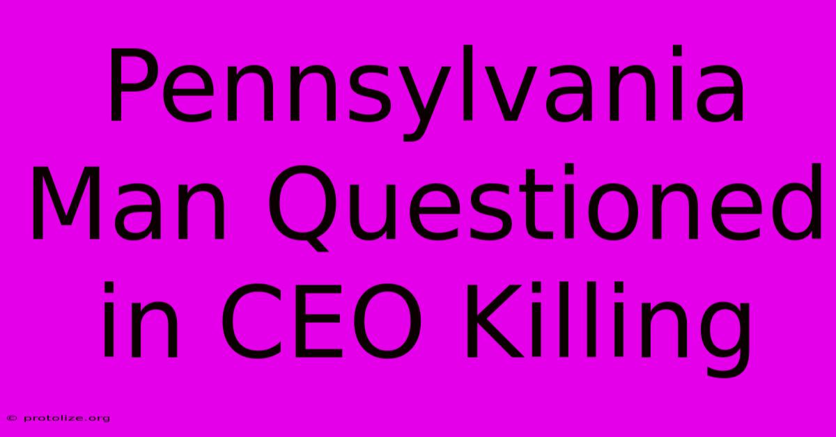 Pennsylvania Man Questioned In CEO Killing