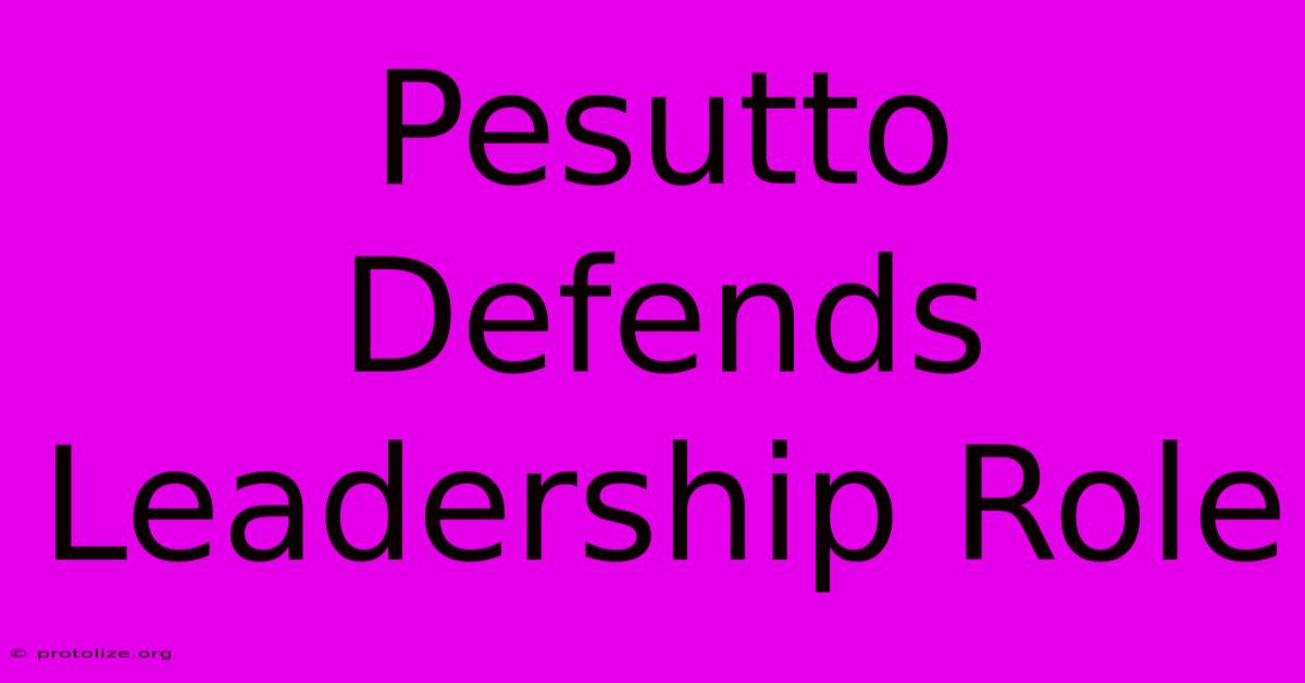 Pesutto Defends Leadership Role Pesutto Defends Leadership Role