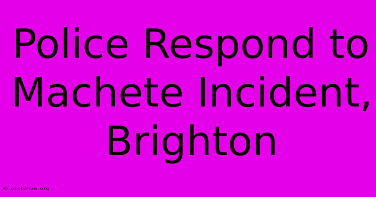 Police Respond To Machete Incident, Brighton Police Respond To Machete Incident, Brighton