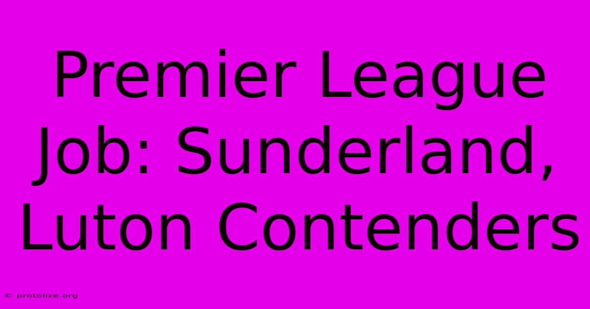 Premier League Job: Sunderland, Luton Contenders