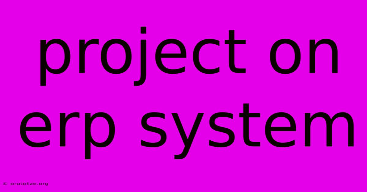 Project On Erp System