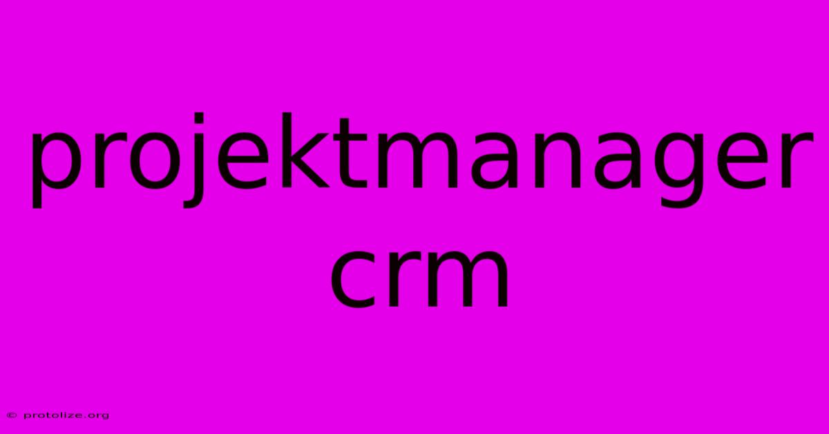 Projektmanager Crm Projektmanager Crm