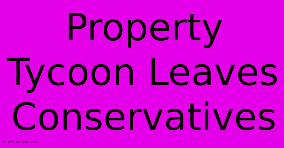 Property Tycoon Leaves Conservatives Property Tycoon Leaves Conservatives