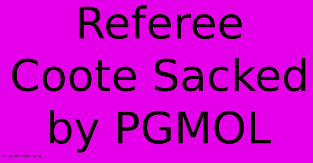 Referee Coote Sacked By PGMOL