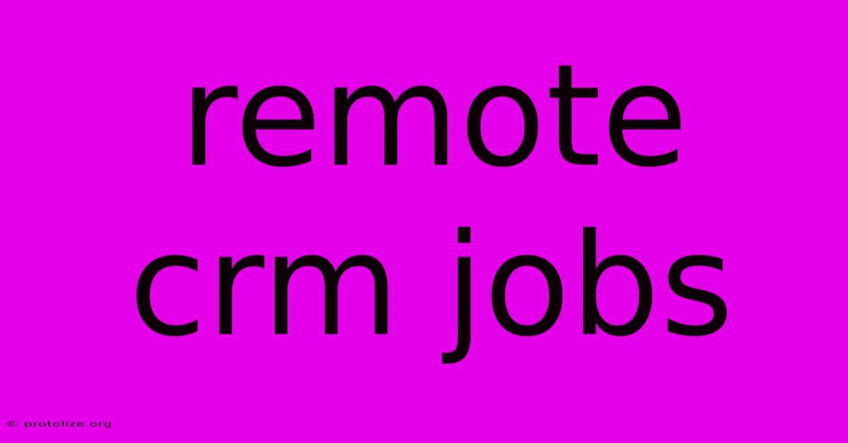 Remote Crm Jobs