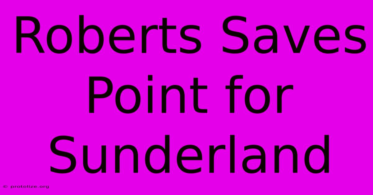 Roberts Saves Point For Sunderland Roberts Saves Point For Sunderland