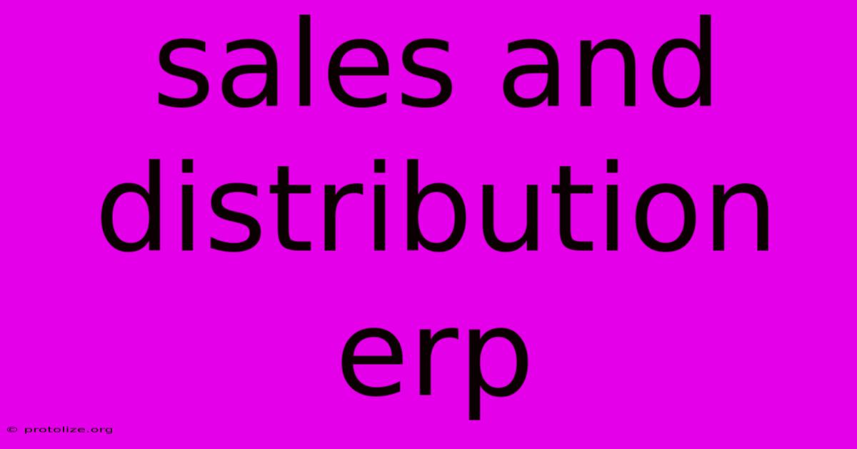 Sales And Distribution Erp