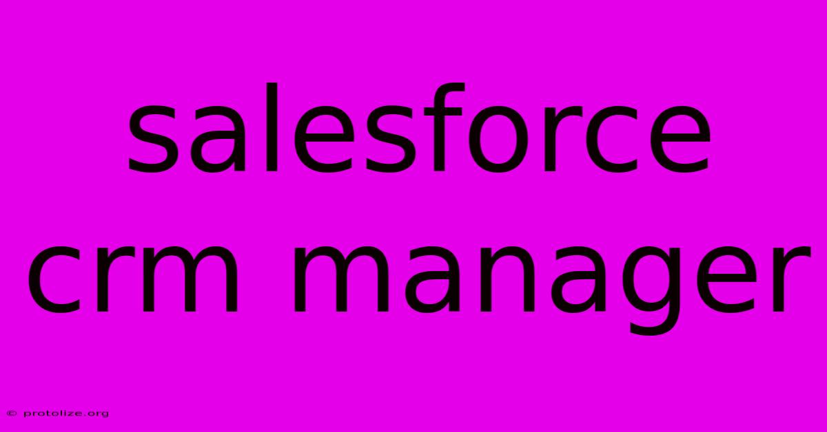Salesforce Crm Manager Salesforce Crm Manager