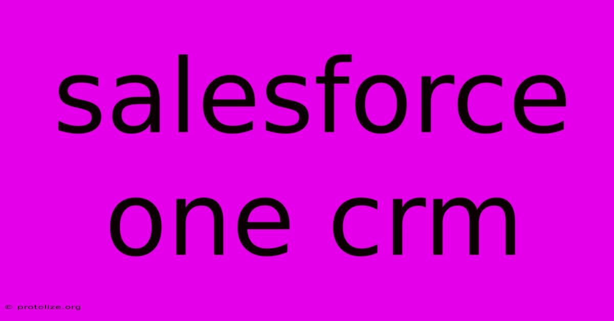 Salesforce One Crm