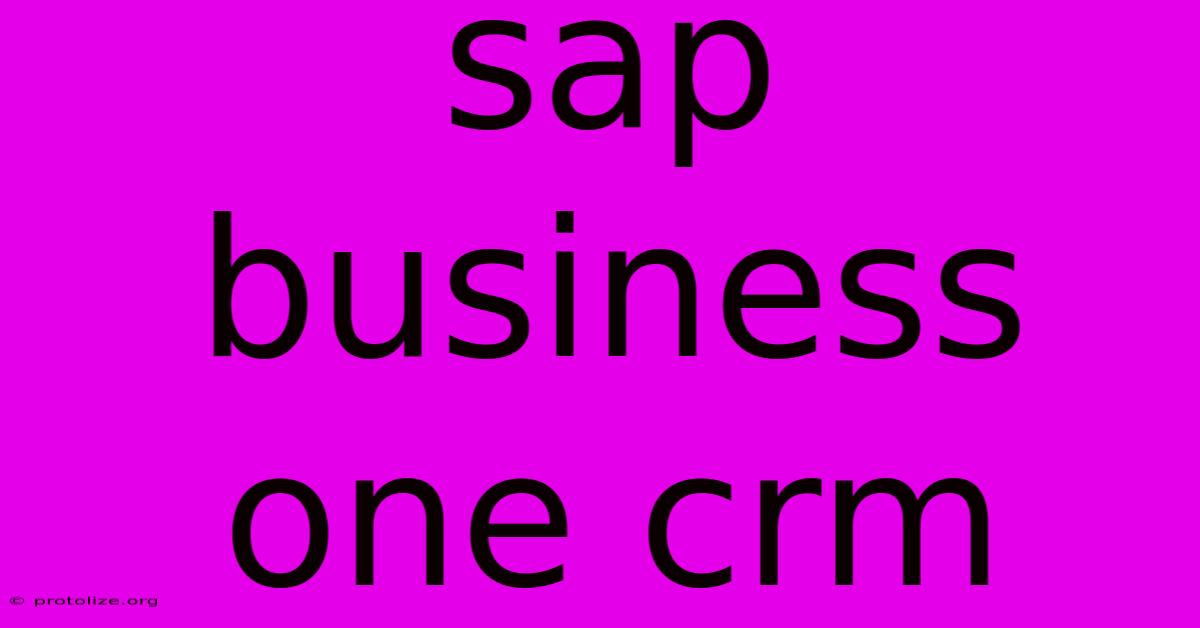 Sap Business One Crm Sap Business One Crm