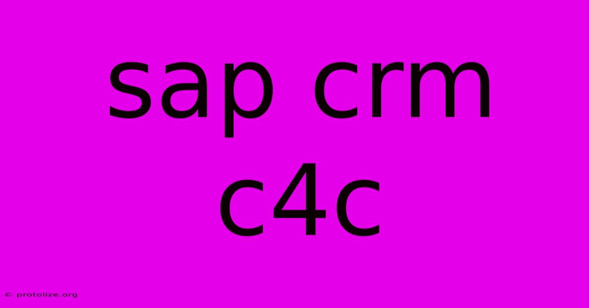 Sap Crm C4c Sap Crm C4c