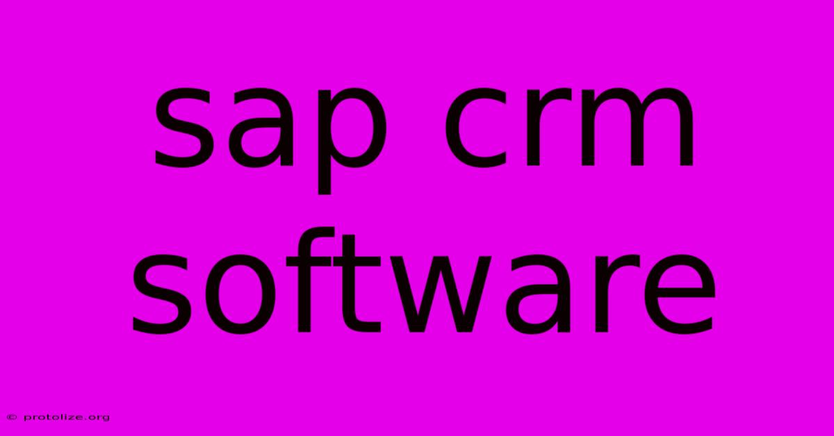 Sap Crm Software Sap Crm Software