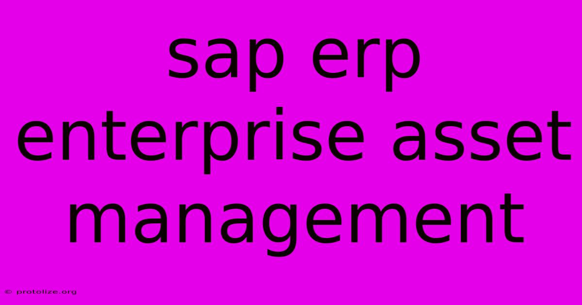 Sap Erp Enterprise Asset Management