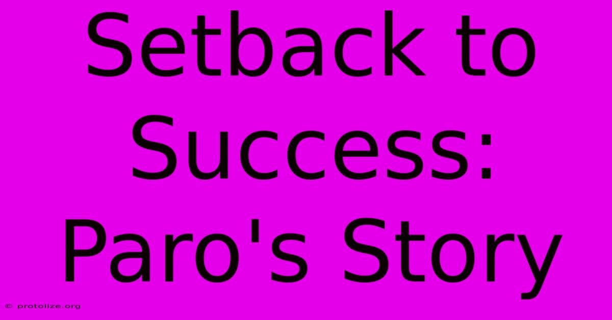 Setback To Success: Paro's Story Setback To Success: Paro's Story