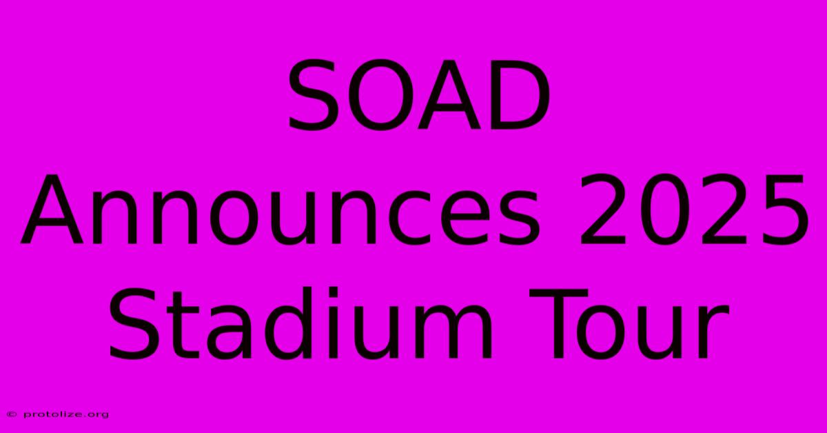 SOAD Announces 2025 Stadium Tour