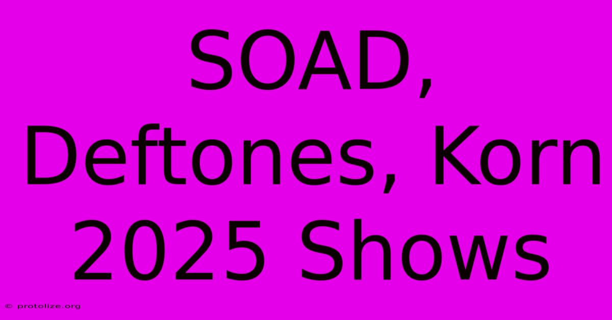 SOAD, Deftones, Korn 2025 Shows