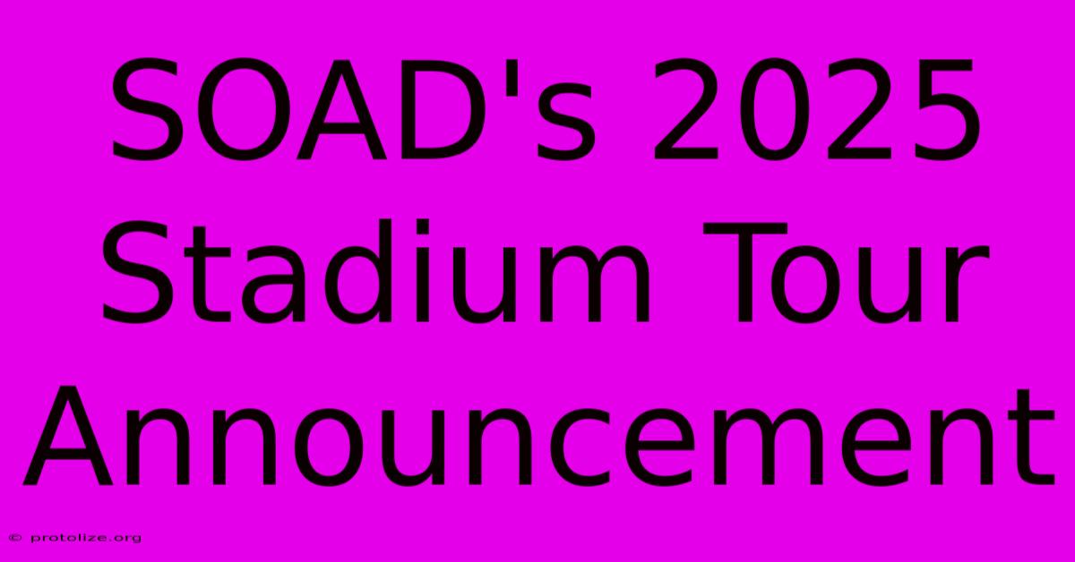 SOAD's 2025 Stadium Tour Announcement