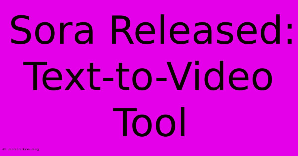 Sora Released: Text-to-Video Tool