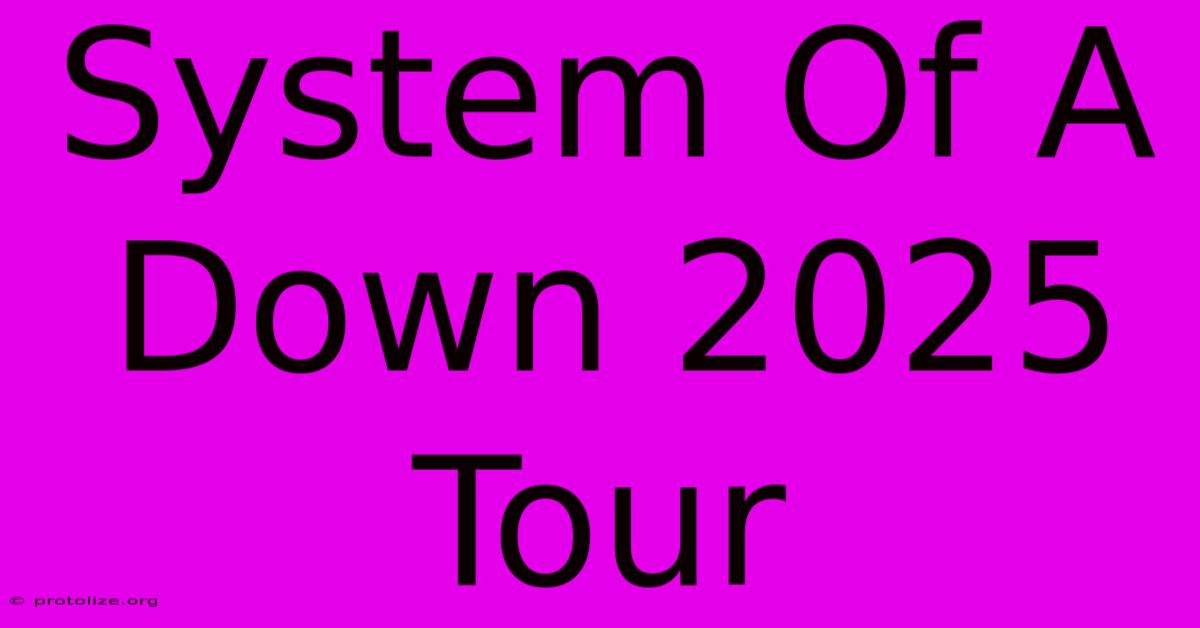 System Of A Down 2025 Tour