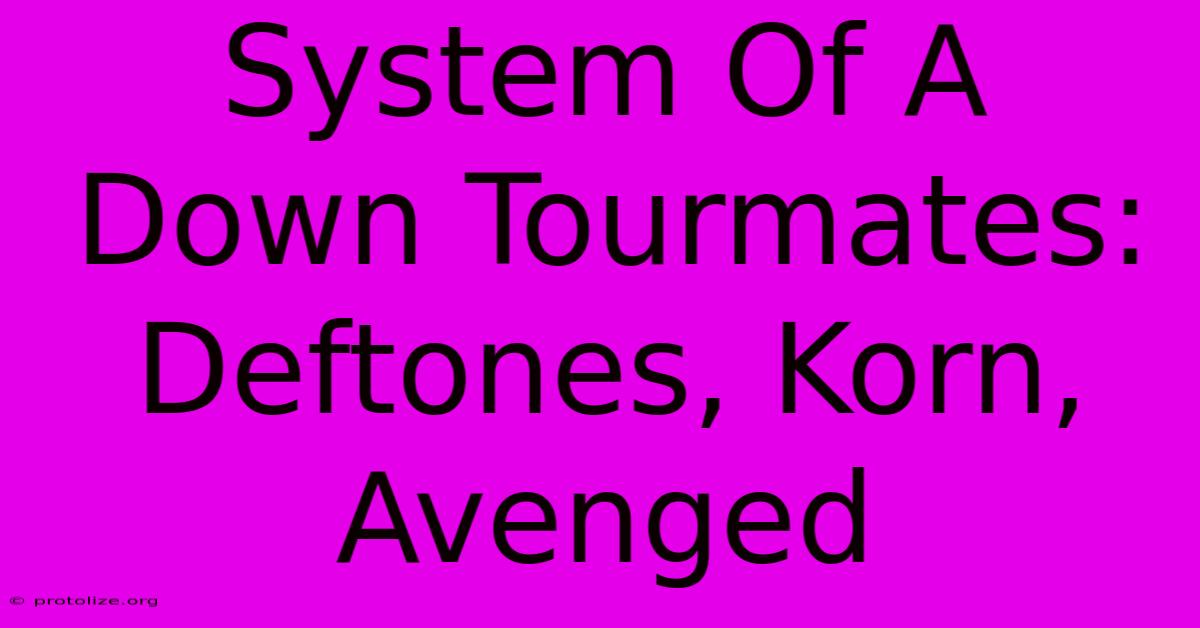 System Of A Down Tourmates: Deftones, Korn, Avenged