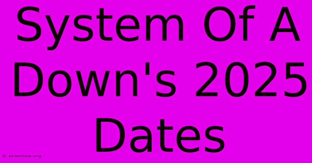 System Of A Down's 2025 Dates